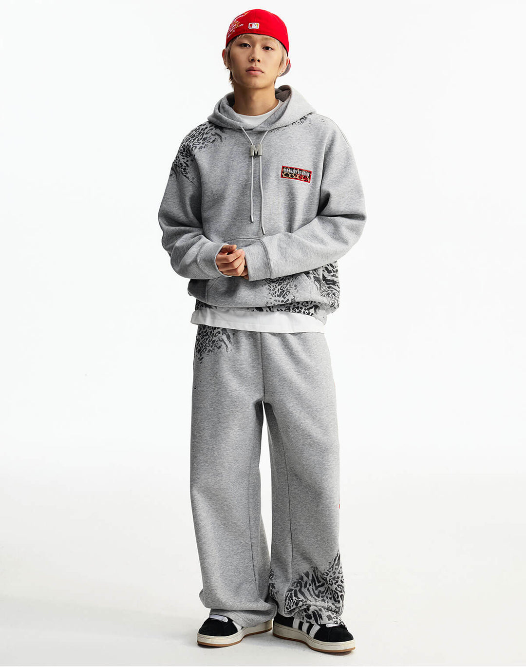 MEDM Leopard Print M Buckle Drawstring Hoodie | Face 3 Face
