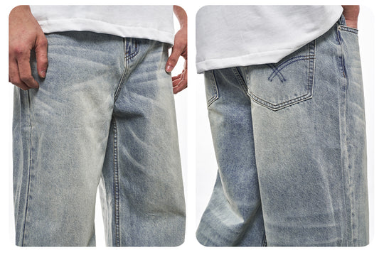 F3F Select Heavily Washed Vintage Light Blue Baggy Jeans | Face 3 Face