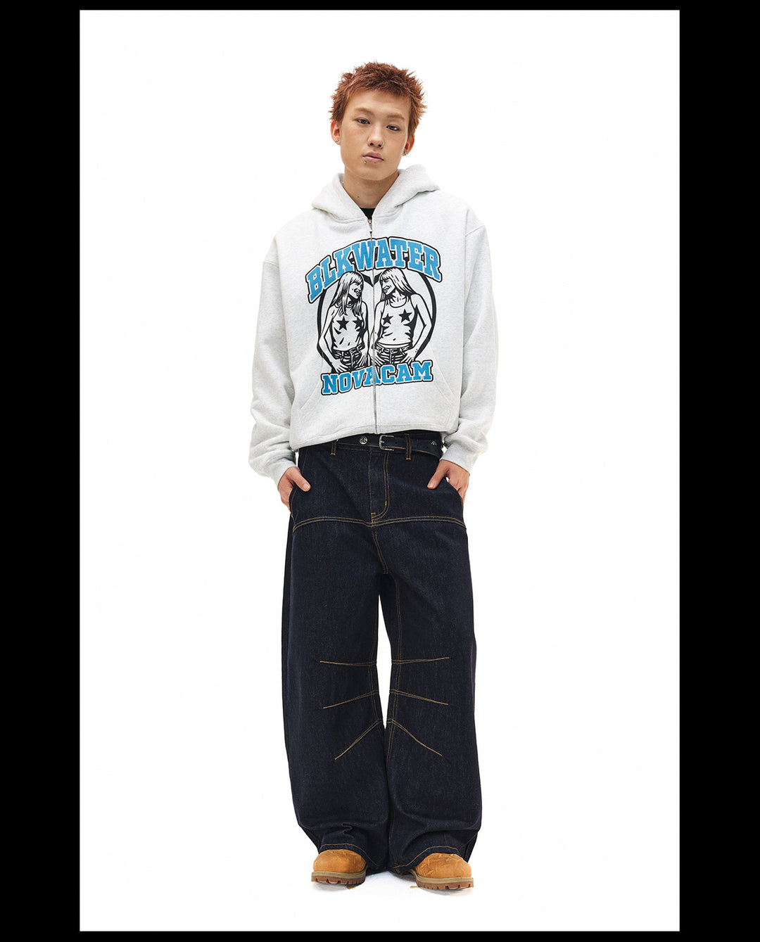 NOVACAM Vintage Print Zip Up Hoodie | Face 3 Face