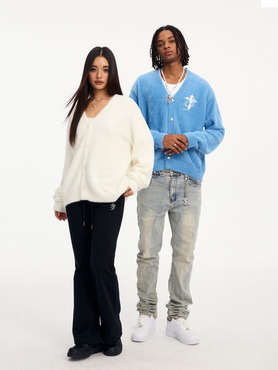 Small Town Kid Imitation Mink Pearl Button Knit Cardigan | Face 3 Face