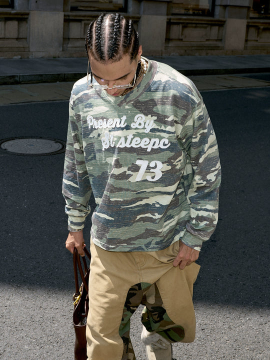 STEEPC Forest Camouflage Washed Vintage Long Sleeve Tee | Face 3 Face