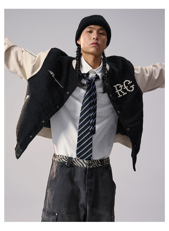 Remedy RMD Pearl Embroidered Leather Varsity Jacket | Face 3 Face