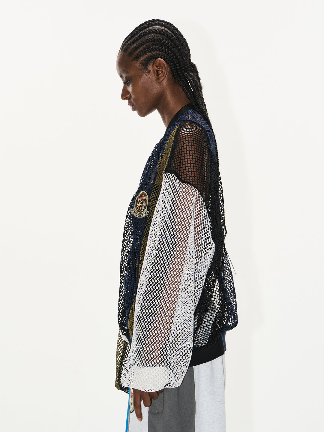 BLIND NO PLAN Colorblocked Mesh Embroidered Jersey Track Jacket | Face 3 Face