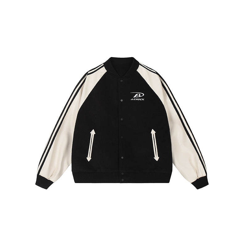Achock Contrasting Color Shoulder Sleeve Baseball Jacket | Face 3 Face
