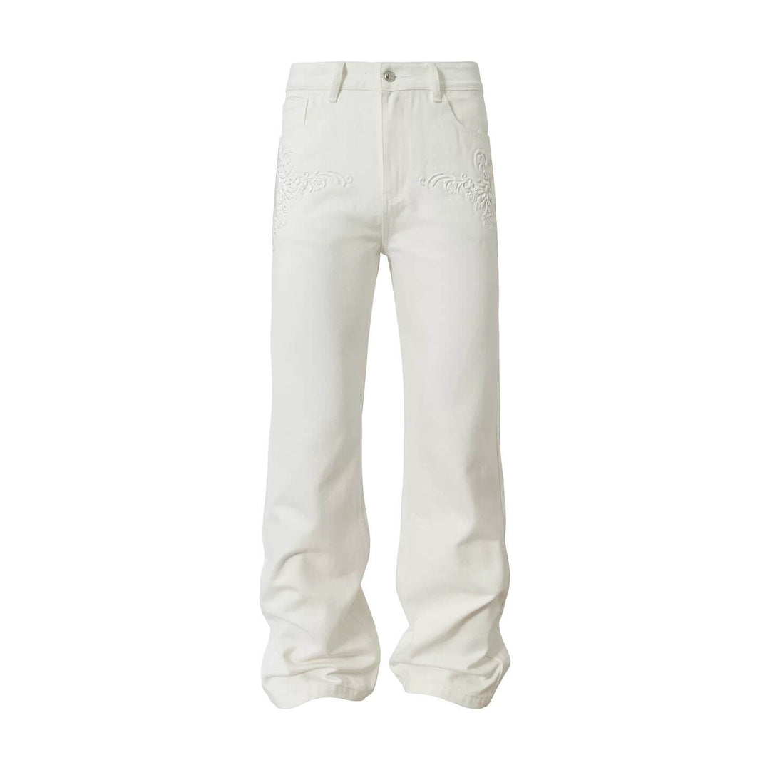 YADcrew 3D Embossed White Distressed Jeans | Face 3 Face