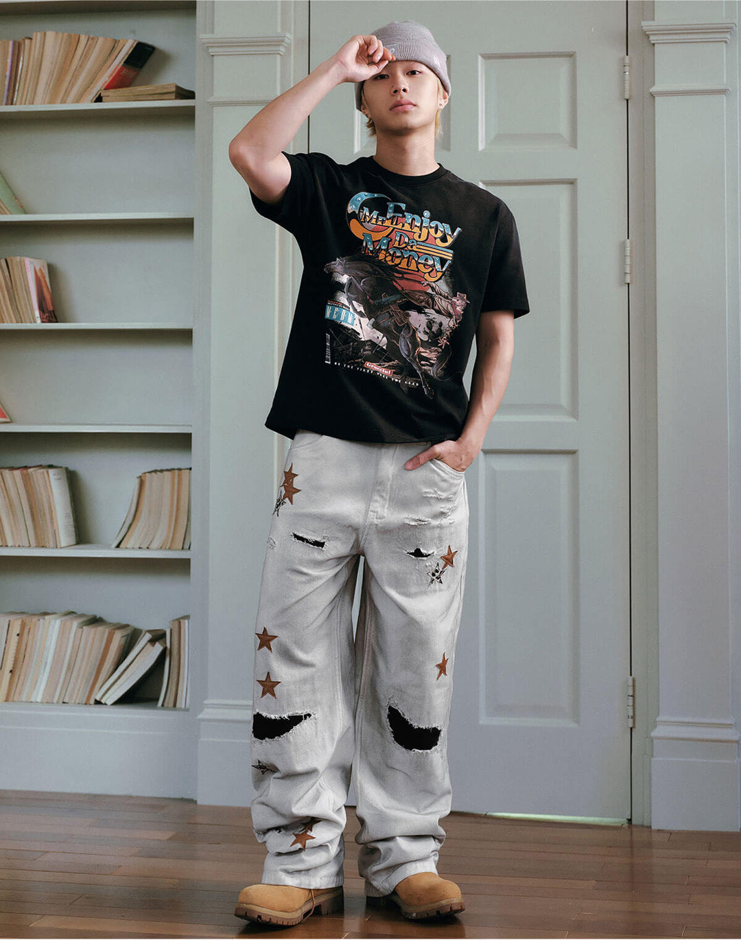 MEDM Multi Star Patch Washed Distressed Jeans | Face 3 Face