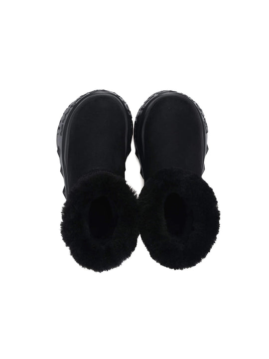 1807 INF-010 Gothic Black Chunky Platform Shearling Boots | Face 3 Face