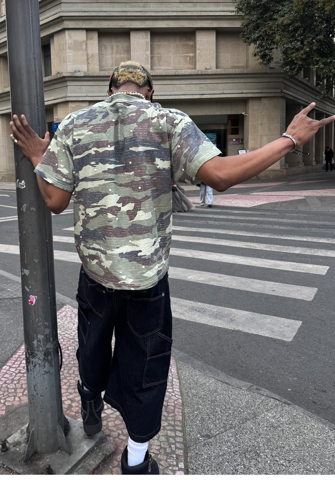 STEEPC Aged Forest Camo Pearl Embellished Print Tee | Face 3 Face