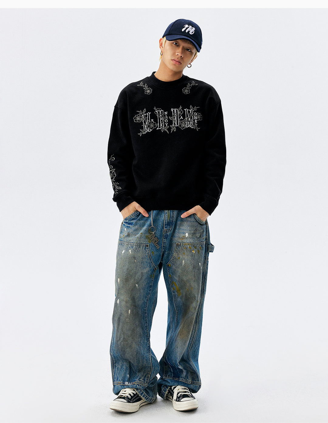 MEDM Floral Logo Embroidered Sweatshirt | Face 3 Face