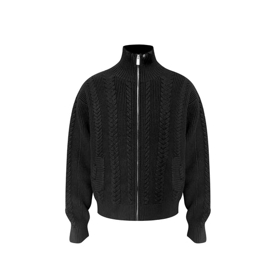 S45 Turquoise Studded Twisted Knit Zip Up Cardigan | Face 3 Face