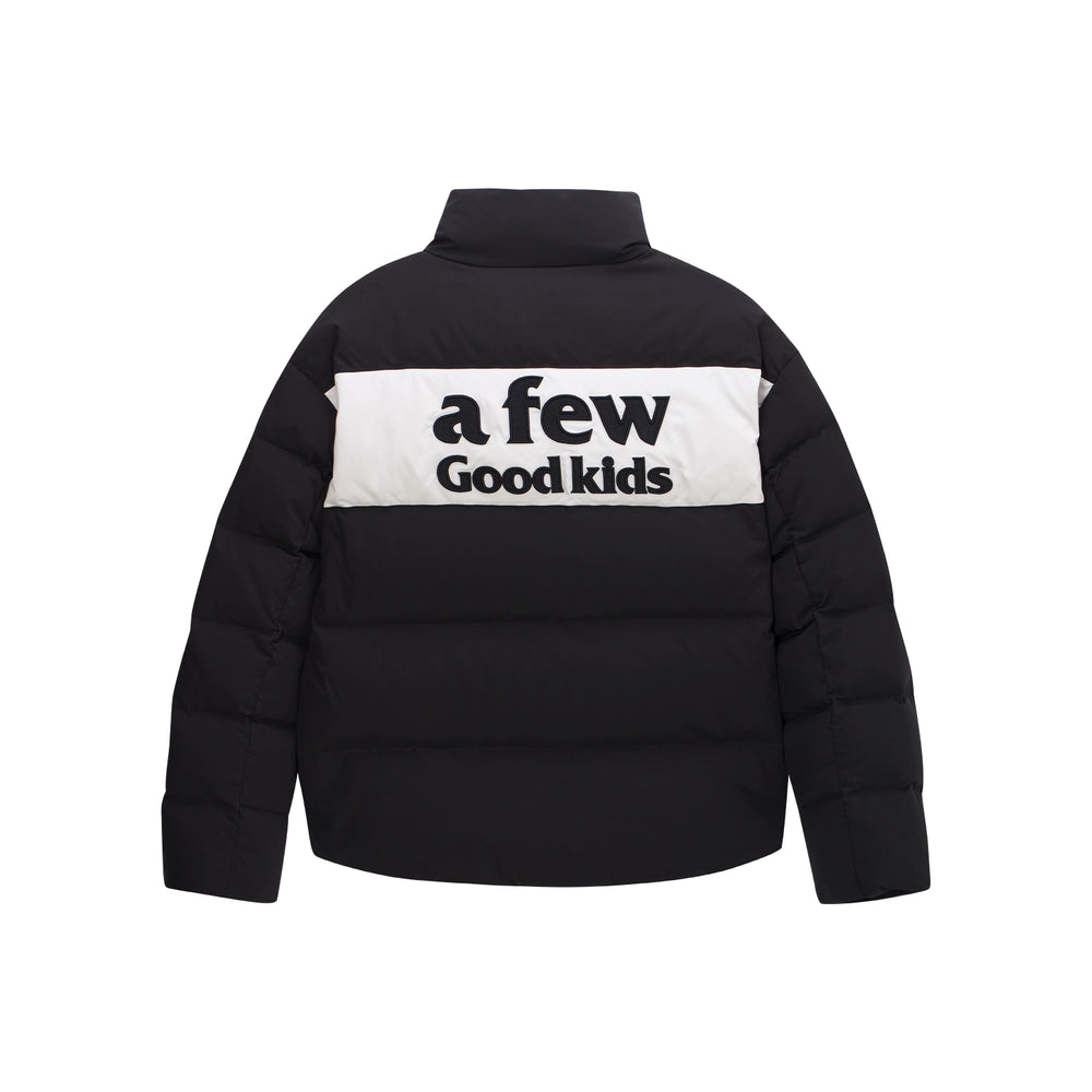 AFGK Contrasting Color Logo Embroidered Down Jacket | Face 3 Face