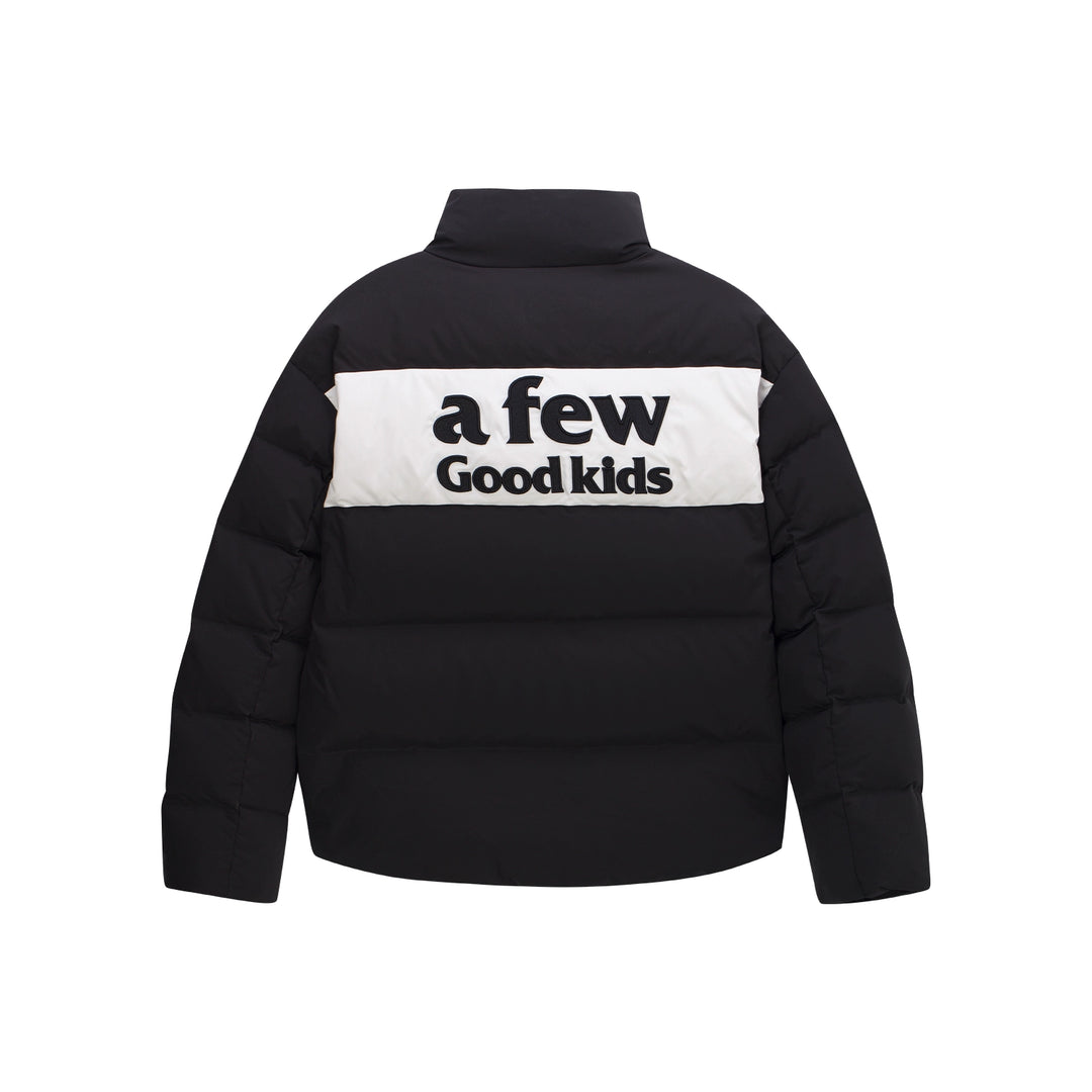 AFGK Contrasting Color Logo Embroidered Down Jacket | Face 3 Face