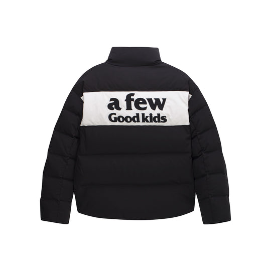 AFGK Contrasting Color Logo Embroidered Down Jacket | Face 3 Face