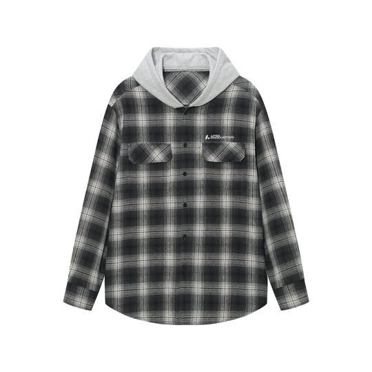 AFGK Plaid Embroidered Hooded Long Sleeve Shirt | Face 3 Face
