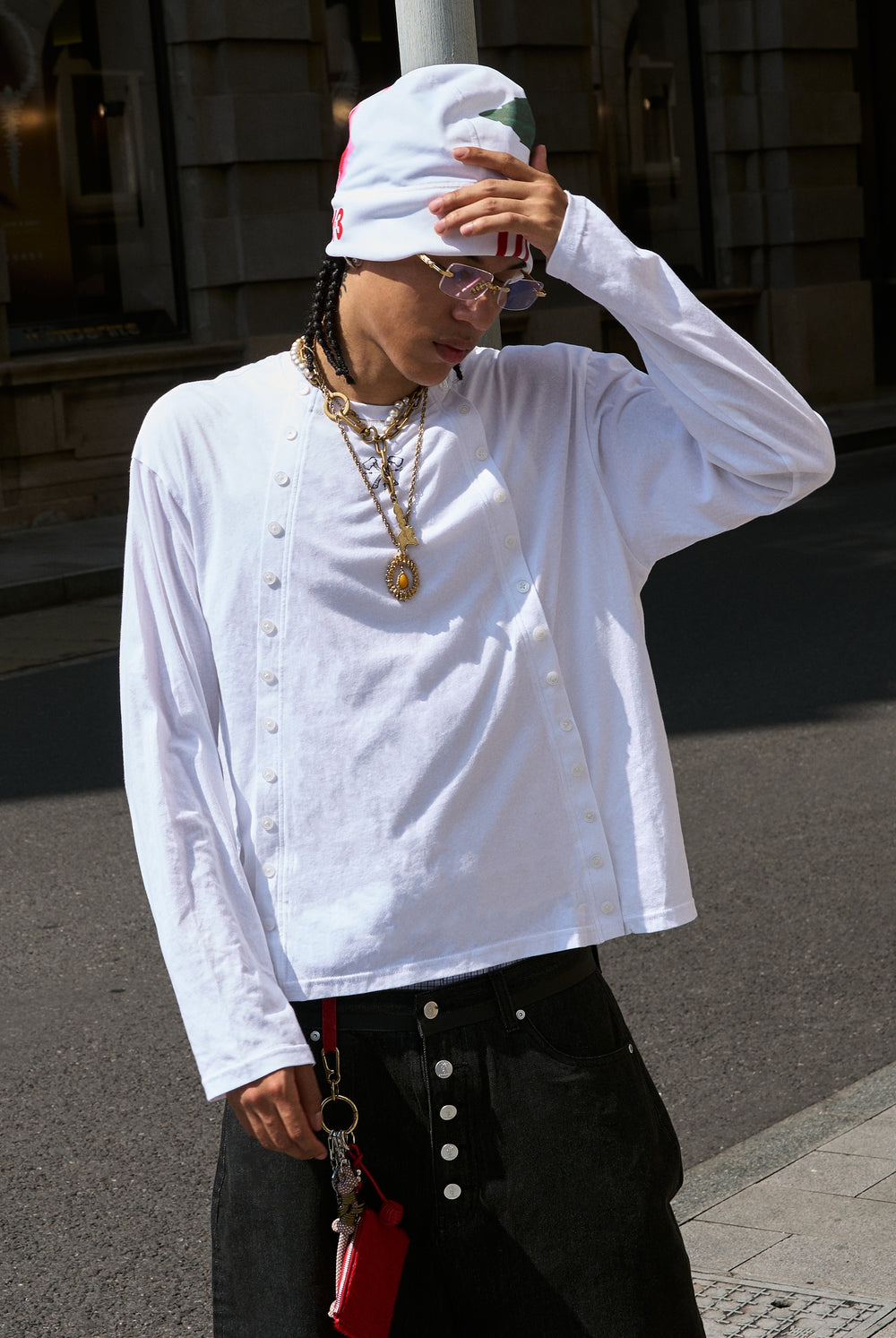 STEEPC Structured Print Double Breasted Long Sleeve Tee | Face 3 Face