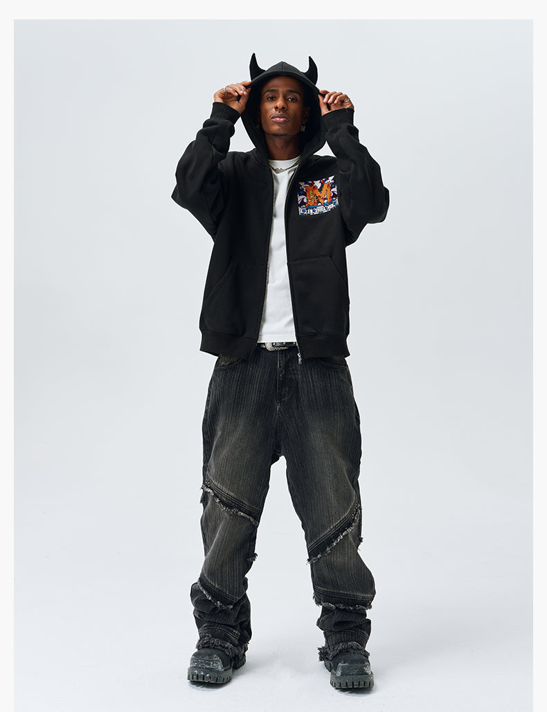 MEDM Angel & Devil Horns Zip-Up Hoodie | Face 3 Face