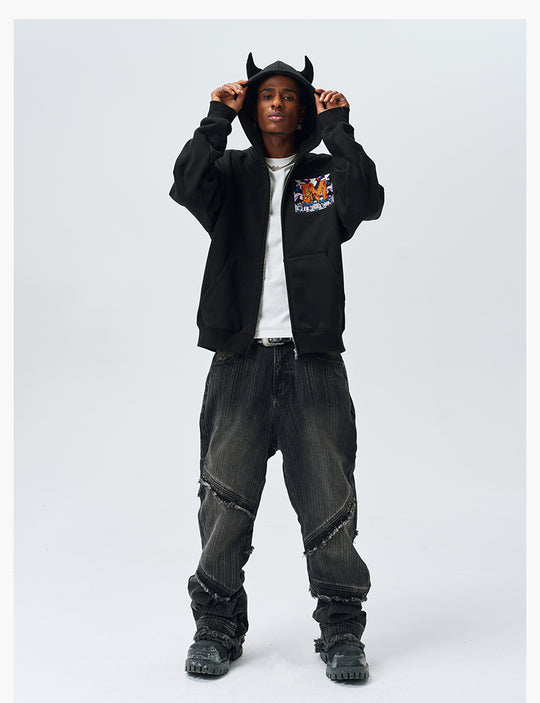 MEDM Angel & Devil Horns Zip-Up Hoodie | Face 3 Face