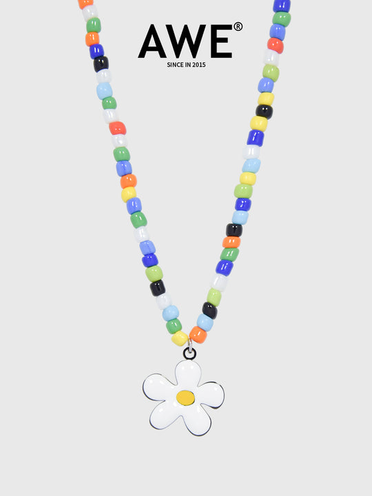 AWE Colorful Beaded Sunflower Necklace | Face 3 Face