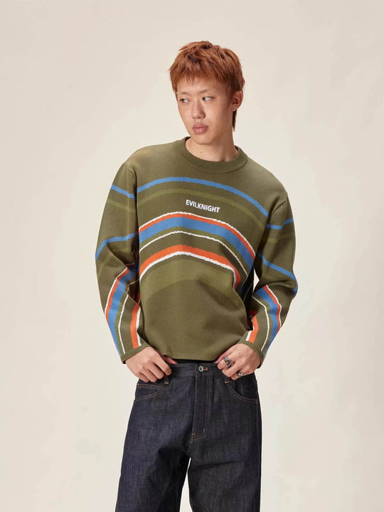 EVILKNIGHT(EK) Rainbow Circle Pattern Knit Sweater | Face 3 Face