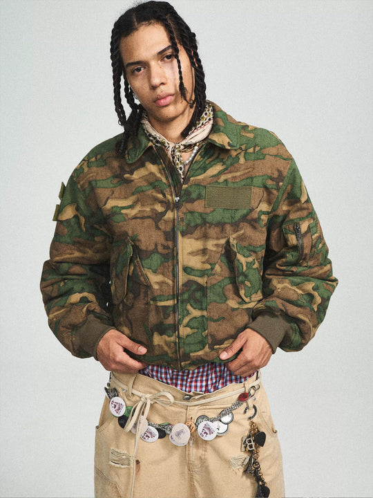 STEEPC Army Green Camouflage MA-2 Jacket | Face 3 Face