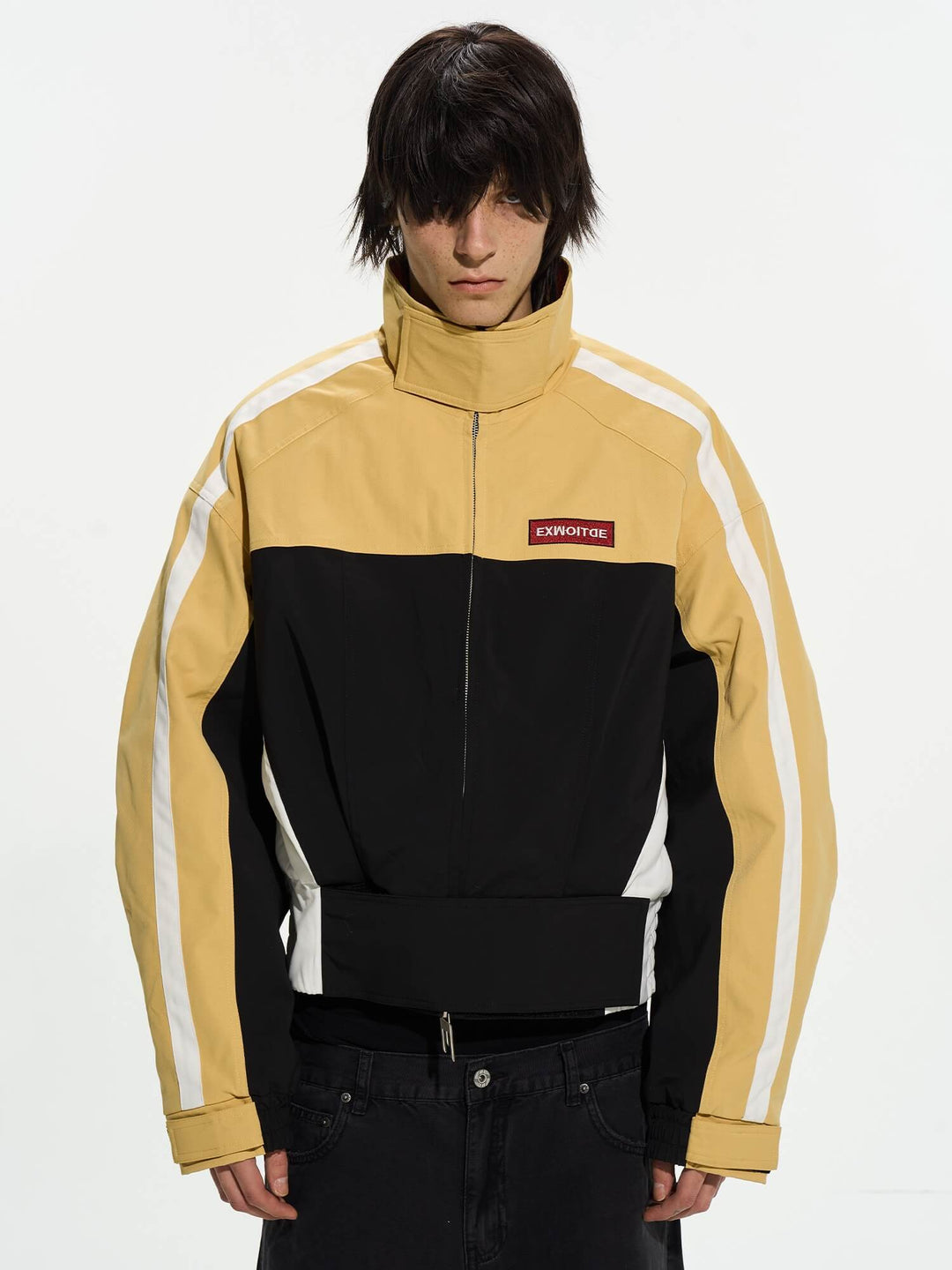 EXITMODE BY BLIND NO PLAN Horse Embroidered Elbow Patch Short Racing Jacket | Face 3 Face