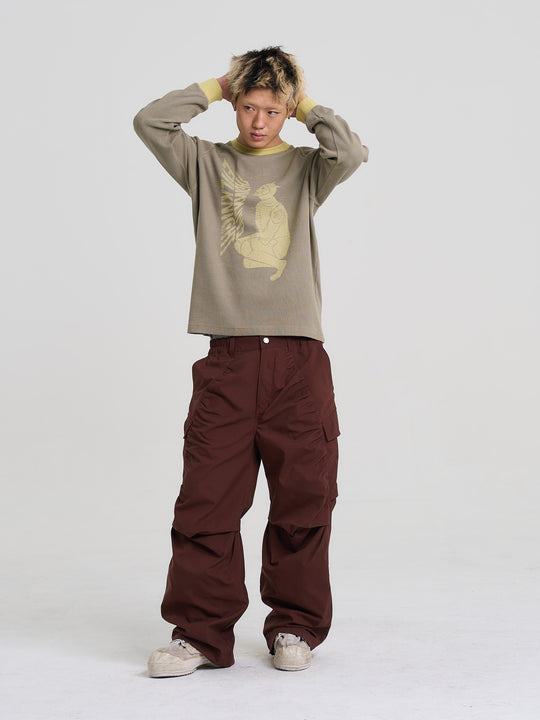 EVILKNIGHT(EK) Graffiti Portrait Print Waffle Long Sleeve Tee | Face 3 Face