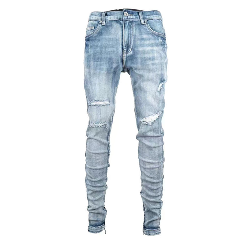 TGFCLUB Washed Distressed Slim Fit Stretch Jeans | Face 3 Face