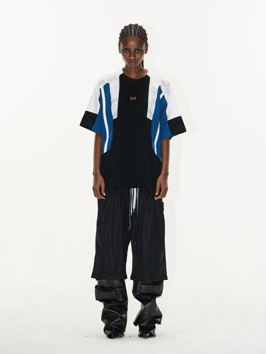 BLIND NO PLAN Colorblocked Textured Embroidery Tee | Face 3 Face