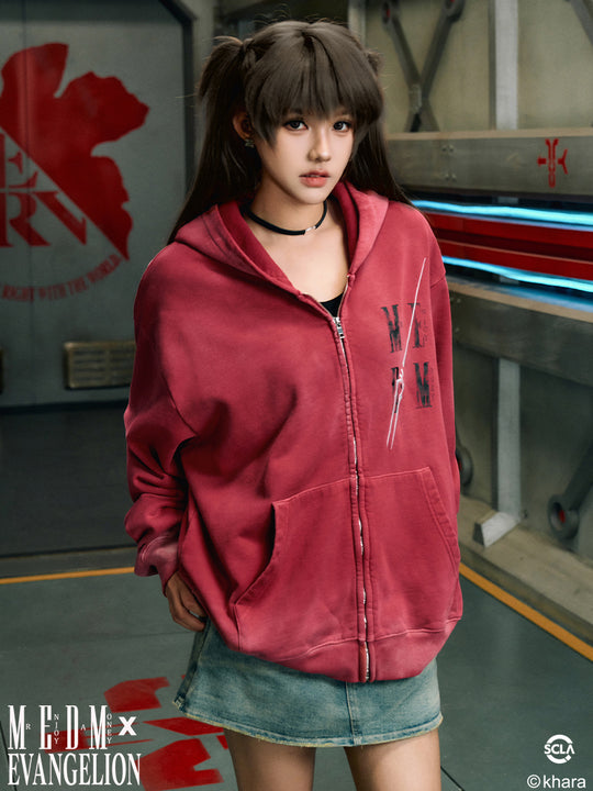 MEDM x EVA Evangelion Washed Zip-Up Hoodie | Face 3 Face