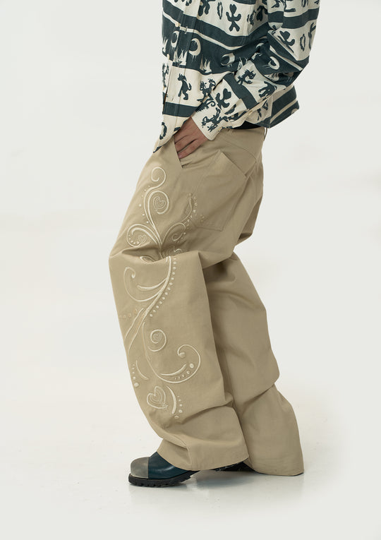 EVILKNIGHT(EK) Love Embroidered Casual Wide Pants | Face 3 Face