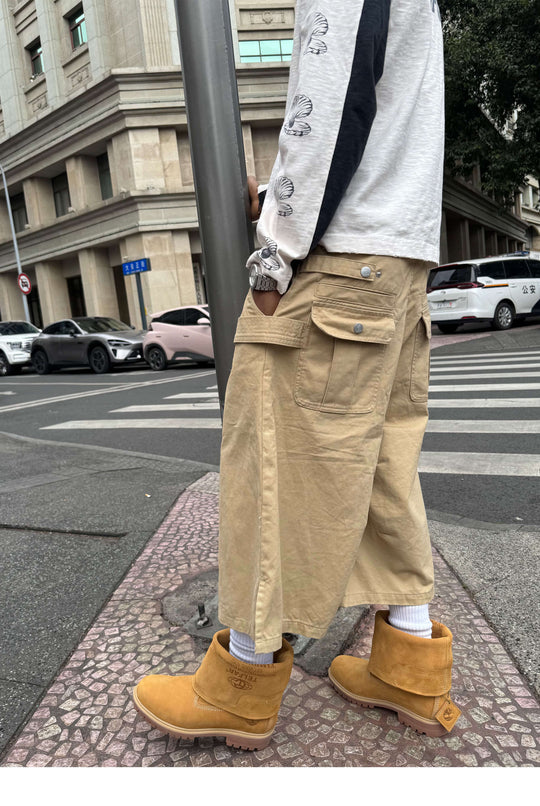 STEEPC Double Hammer Loop Button Fly Baggy Shorts | Face 3 Face
