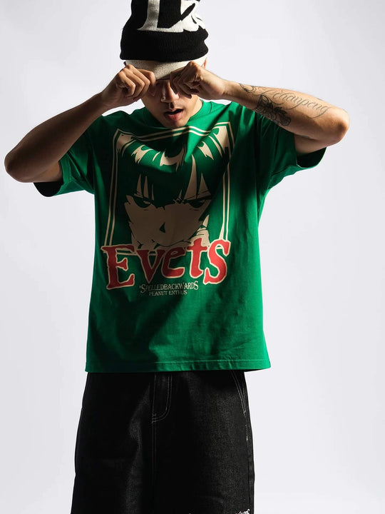 EVETS Anime Graphic Print Short Sleeve Tee