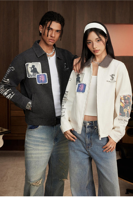 Small Town Kid Music Patch Washed Canvas Work Jacket | Face 3 Face