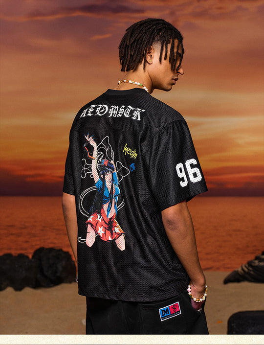 MEDM × STK Girl Cross Print Mesh Jersey | Face 3 Face