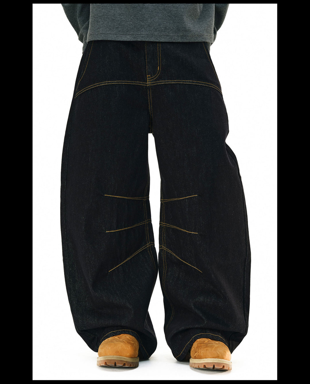 NOVACAM Yellow Stitch Baggy Jeans | Face 3 Face