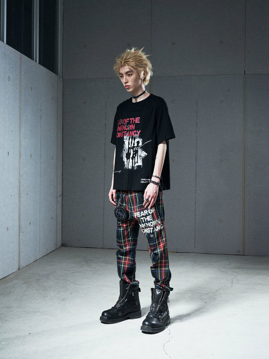 VENTUREK Double Layer Multi Zipper Destroyed Punk Rock Print Tee | Face 3 Face