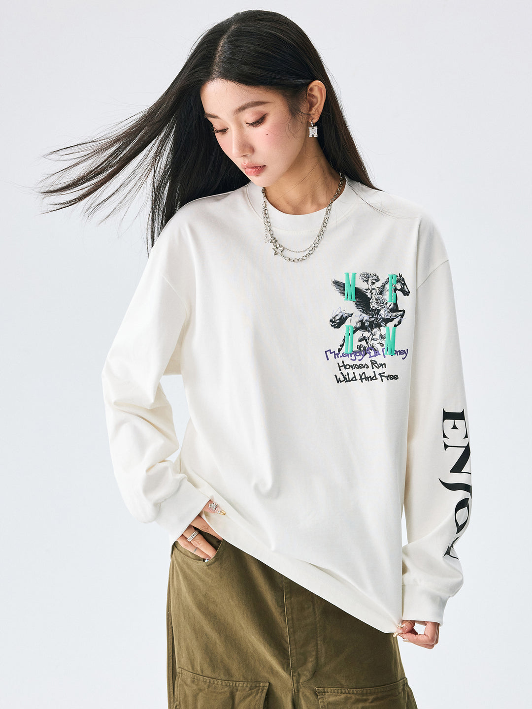 MEDM Pegasus and Rose Logo Long Sleeve Tee | Face 3 Face