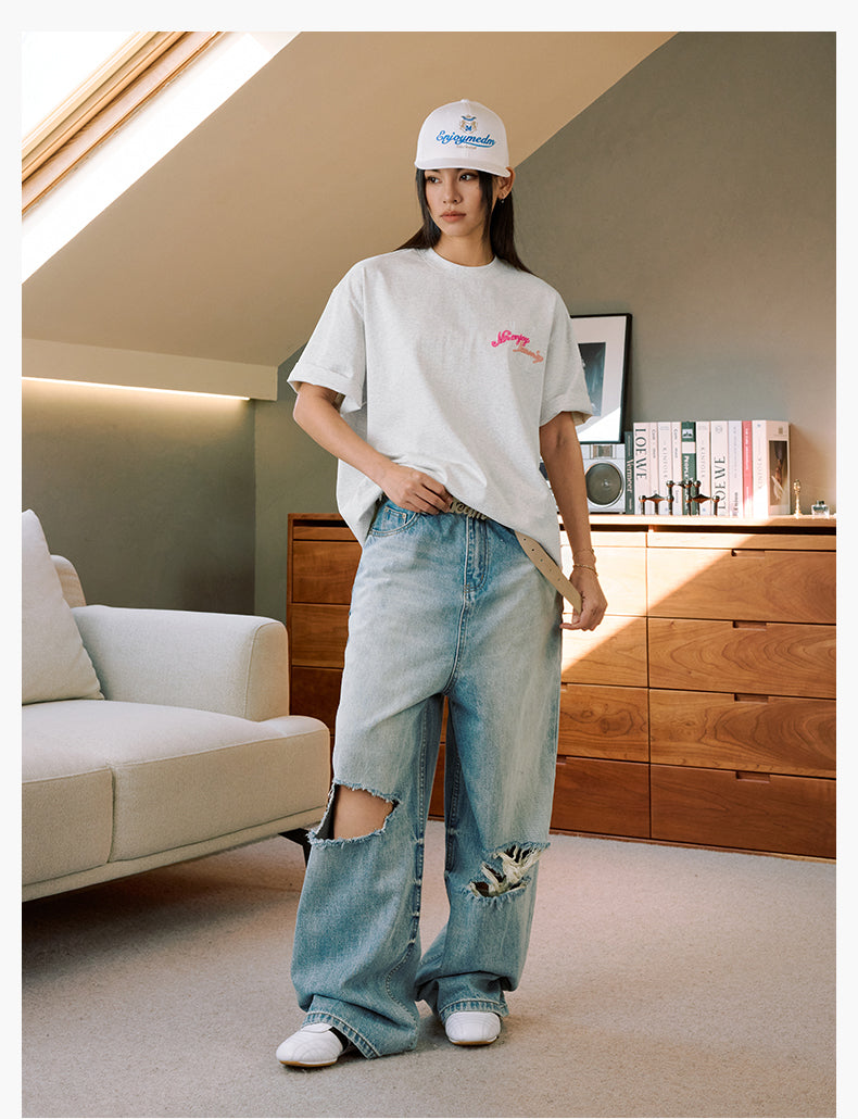 MEDM Fuzzy Embroidered Print Logo Tee | Face 3 Face