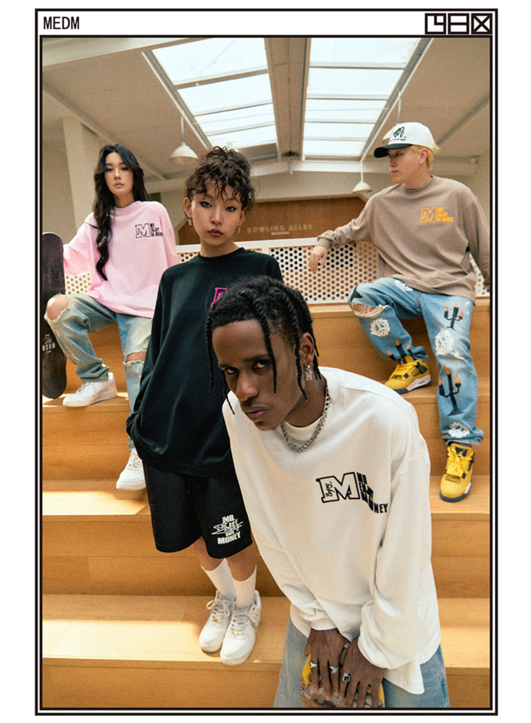 MEDM M Logo Embroidered Long Sleeve Tee | Face 3 Face