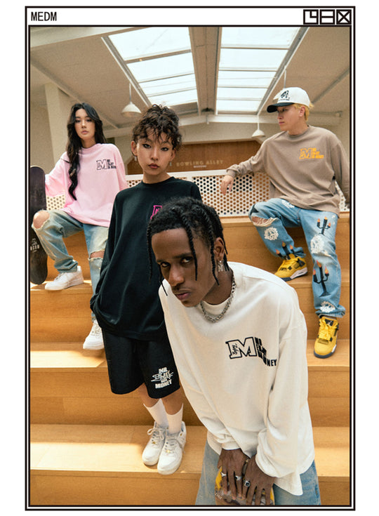 MEDM M Logo Embroidered Long Sleeve Tee | Face 3 Face