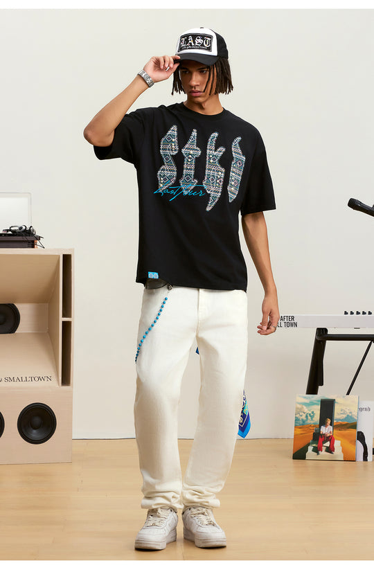 Small Town Kid Ethnic STKD Patch Pearl Embellished Tee | Face 3 Face