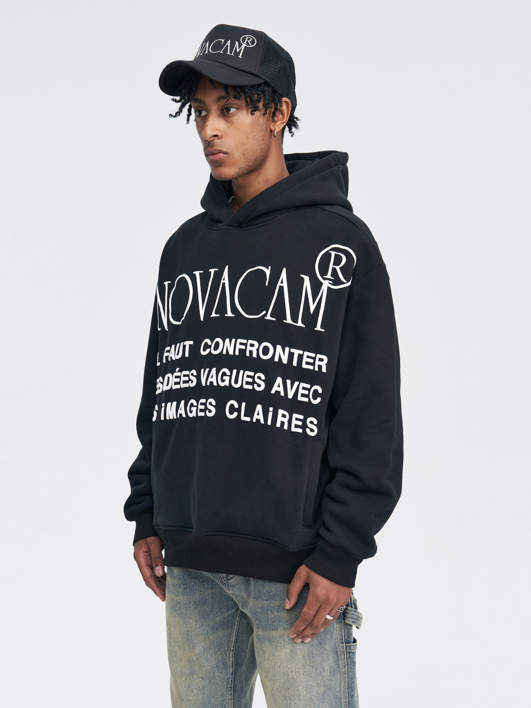 NOVACAM Slogan Puff Print Logo Hoodie | Face 3 Face