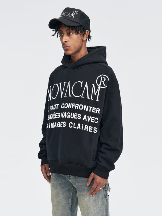 NOVACAM Slogan Puff Print Logo Hoodie | Face 3 Face