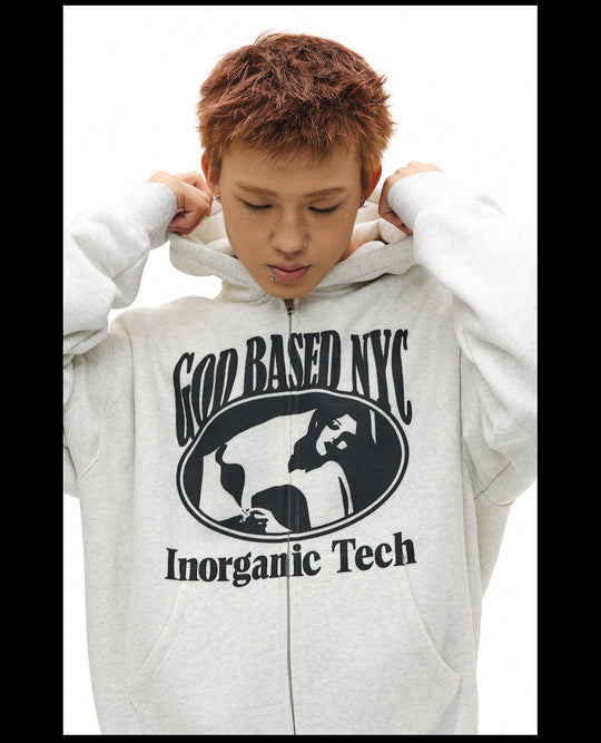 NOVACAM Vintage Print Zip Up Hoodie | Face 3 Face