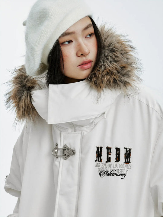 MEDM Detachable Fur Metal Snaps Down Jacket | Face 3 Face