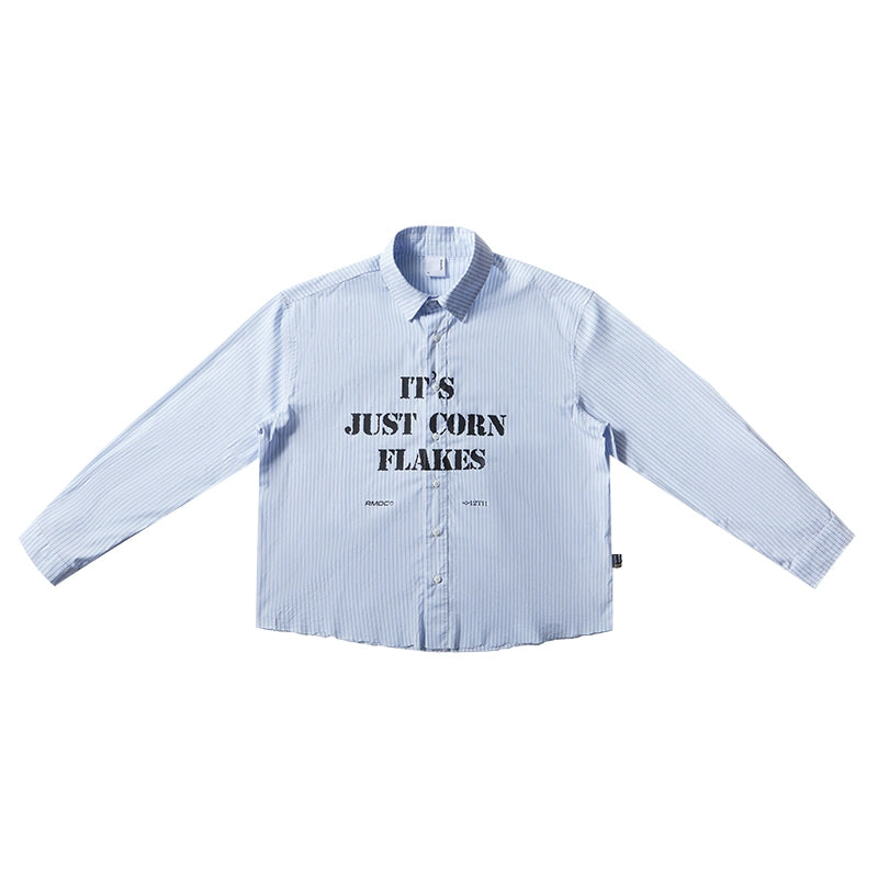 Remedy Letter Print Striped Long Sleeve Shirt | Face 3 Face