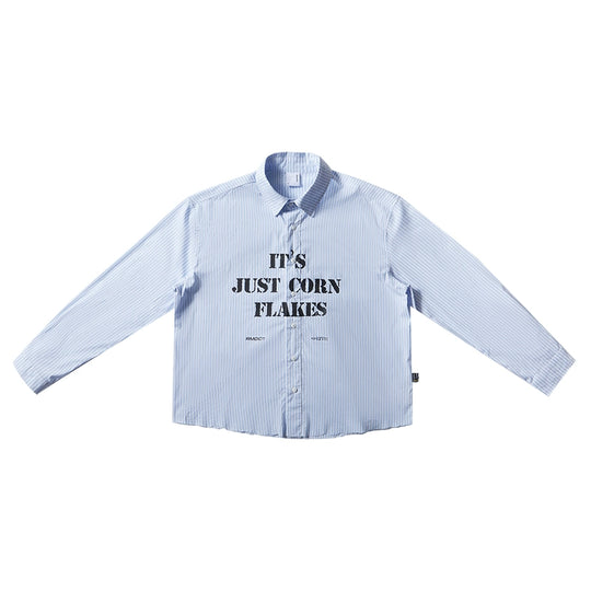 Remedy Letter Print Striped Long Sleeve Shirt | Face 3 Face