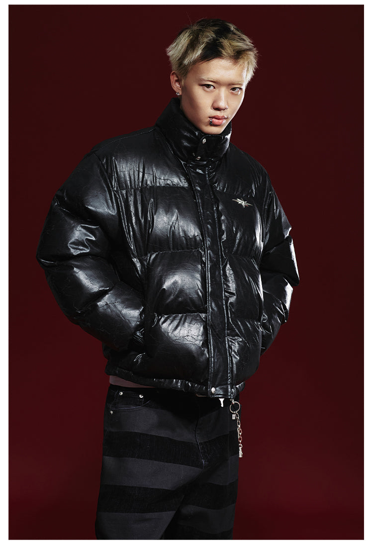 Remedy Cracked Design Puffer Jacket | Face 3 Face