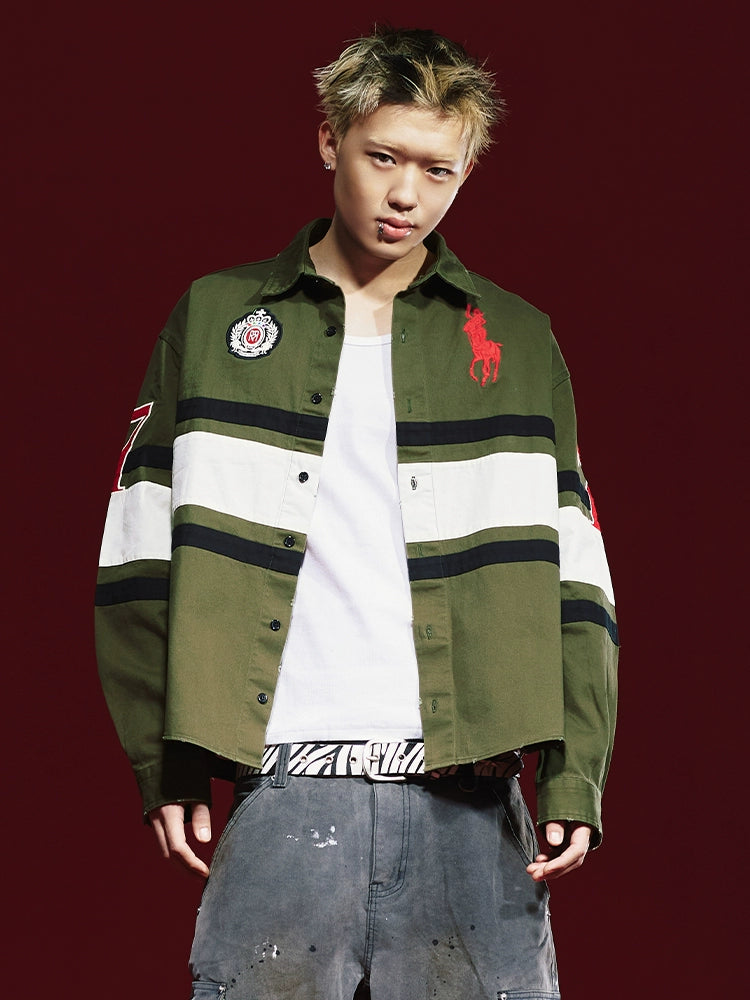 Remedy 3D Embroidered Striped Long Sleeve Shirt | Face 3 Face