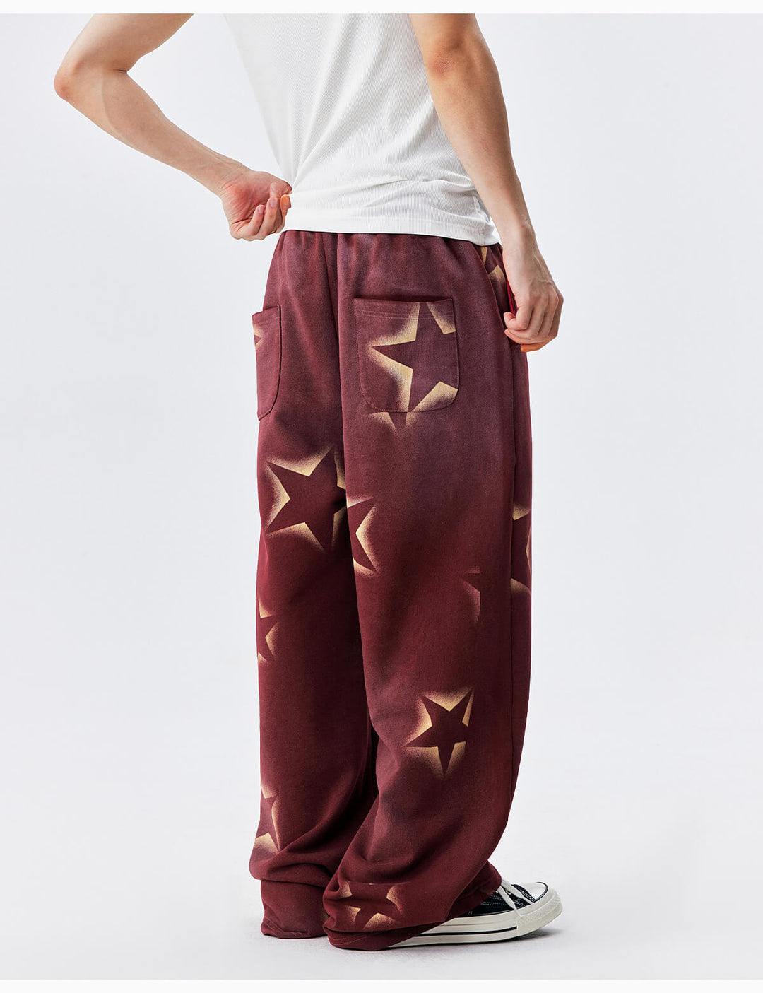 MEDM All Over Star Print Washed Sweatpants | Face 3 Face